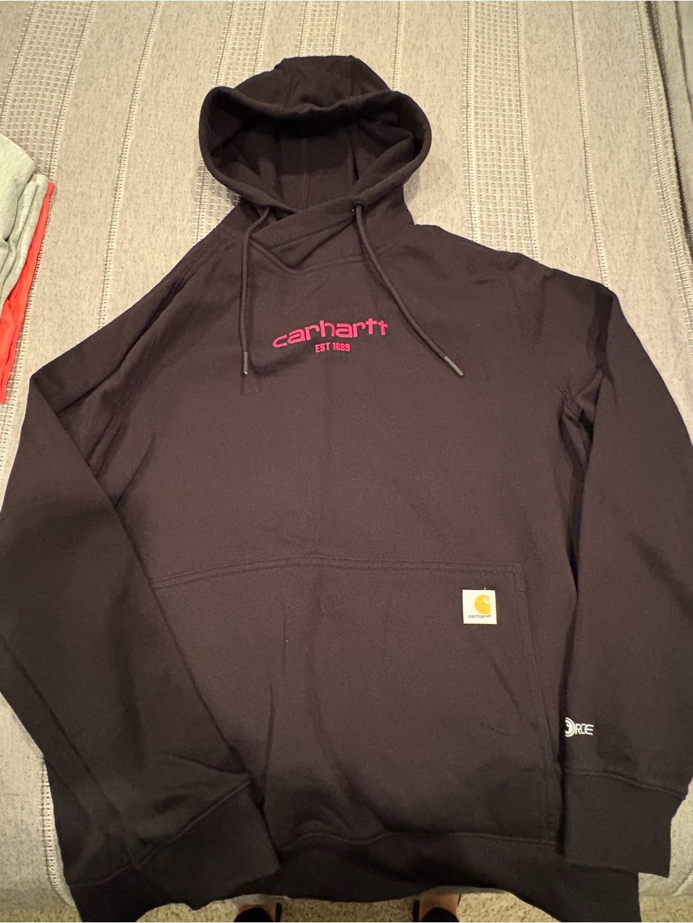 Carhartt Women’s Black Hoodie with Pink Logo